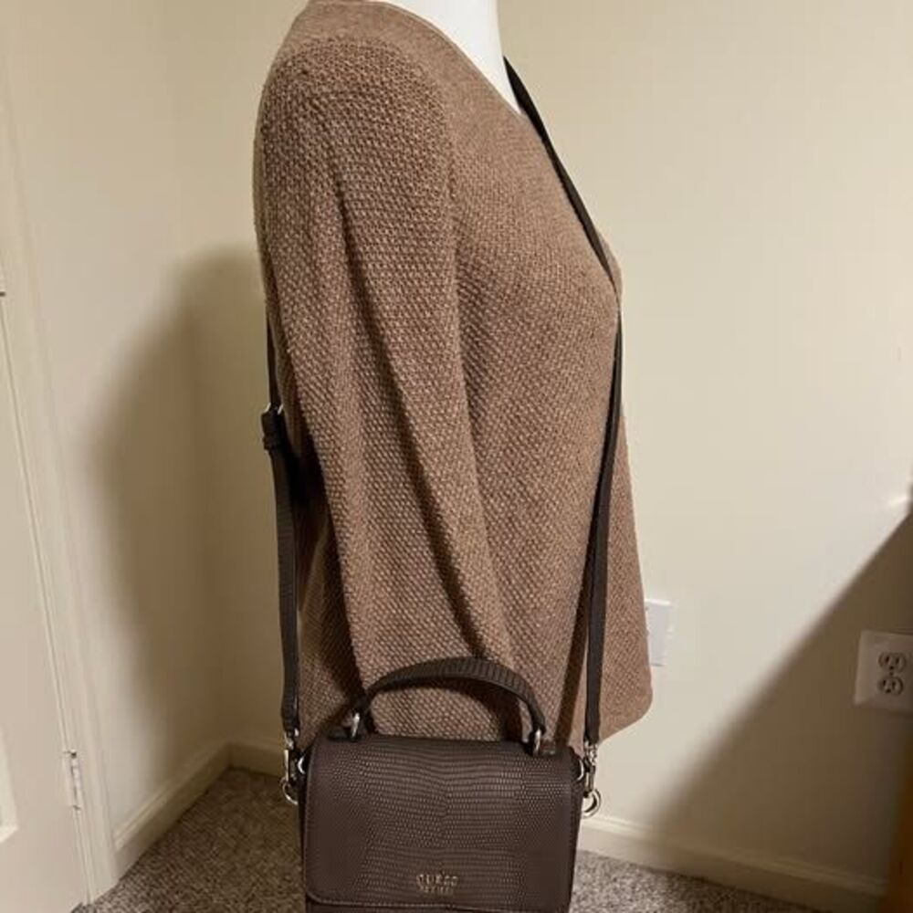 New Guess Brown Textured Crossbody Bag Handbag